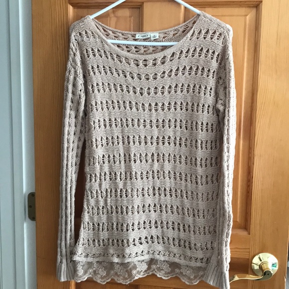 Sweaters - 📌 New listing: Open weave sweater, lace trim